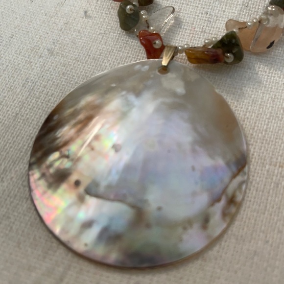 Gorgeous Multi Colored Stone and Abalone Necklace - Picture 3 of 4